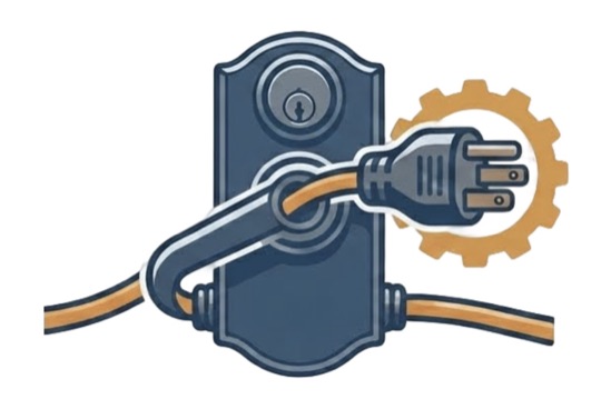 StormPlug product concept mounted through a door lock opening